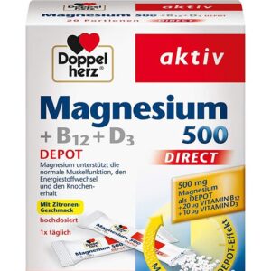 حبيبات ماغنسيوم بلس ب12 وفيتامين د3 Magnesium 500 +B12 +D3 direct granulate 20 pieces, 32 g
