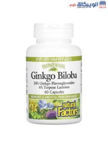 Herbal Factors Ginkgo Biloba Capsules For Memory And Mental Health - 60 Capsules Natural Factors Ginkgo Biloba Capsules For Memory And Mental Health