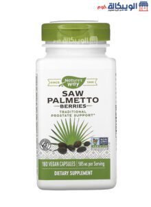 كبسولات البلميط المنشاري لتحسين صحة البروستاتا عدد 180 كبسولة - Nature'S Way Saw Palmetto Berries 585Mg فوائد كبسولات البلميط المنشاري Natures'S Way Saw Palmetto