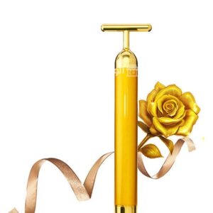 جهاز مساج للوجه Beauty bar 24K golden pulse facial massager T-Shape face firming