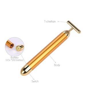 فوائد جهاز مساج للوجه Beauty bar 24K golden pulse facial massager T-Shape face firming