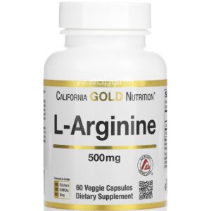 California Gold Nutrition L Arginine Capsules for For vascular and sexual health 60 Veggie Capsules