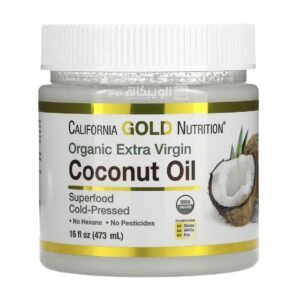 California Gold Nutrition Cold Pressed Organic Virgin Coconut Oil to moisturize hair and skin 16 fl oz (473 ml) 