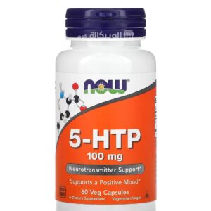 NOW Foods 5 HTP Capsules To get rid of anxiety and stress 100 mg 60 Veg Capsules