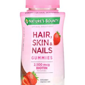 Nature's Bounty Hair Skin & Nails Gummies with Biotin, Strawberry 1250 mcg 140 Gummies