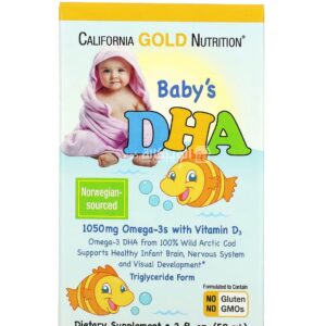 California Gold Nutrition DHA supplement Omega-3s with Vitamin D3 for support Baby's health 1,050 mg 2 fl oz (59 ml)