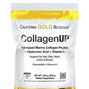 California Gold Nutrition CollagenUP, Hydrolyzed Marine Collagen Peptides with Hyaluronic Acid and Vitamin C, Unflavored, 7.26 oz (206 g)