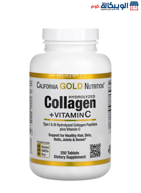California Gold Nutrition Hydrolyzed Collagen Peptides + Vitamin C, Type I &Amp; Iii, 250 Tablets