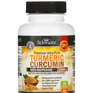 BioSchwartz Turmeric Curcumin Capsules with Bioperine for support Immune health 500 mg 90 Capsules 