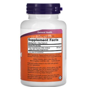 حبوب بذور العنب من ناو فودز للصحة العامة 90 كبسولة نباتية - NOW Foods Maximum Strength Grape Seed Extract