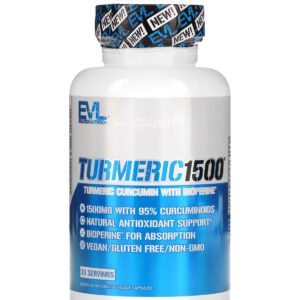 EVLution Nutrition Turmeric Curcumin Capsules with Bioperine for support the joints 90 Veggie Capsules 
