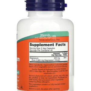 مغنيسيوم ستريت 400 NOW Foods Magnesium Citrate