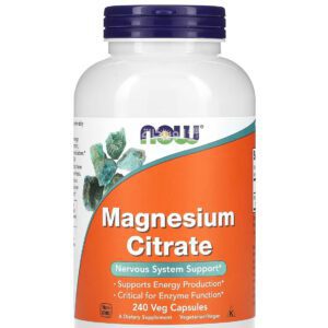 NOW Foods Magnesium Citrate Now for Support nervous system 240 Veg Capsules