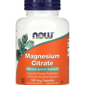 NOW Foods Magnesium Citrate supplement for Support nervous system 120 Veg Capsules 