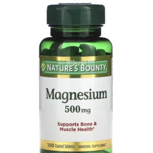 Nature's Bounty Magnesium 500 mg tablet for support bone & muscle health 100 Coated Tablets
