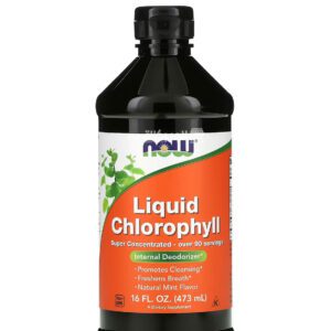 Now foods Chlorophyll liquid natural mint supplement to support body health 16 fl oz (473 ml)