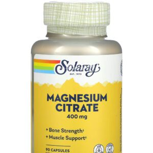 Solaray Magnesium Citrate for support bone & muscle health 133 mg 90 Capsules 