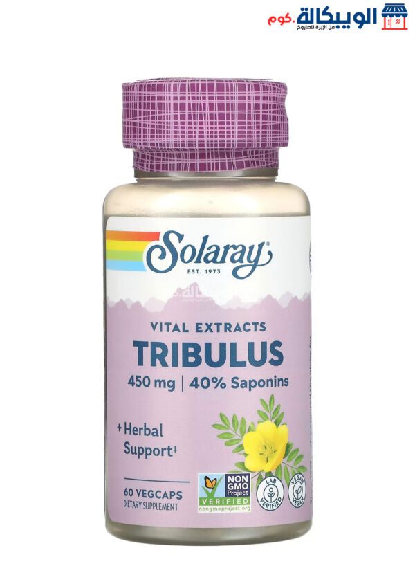 حبوب Tribulus من سولاراي مكمل غذائي للدعم بالأعشاب 450 ملجم 60 حبوب نباتية - Solaray Tribulus 450 Mg 60 Vegcaps