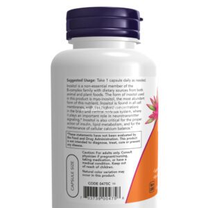 حبوب انستول لتحسين الذاكرة ناو فودز 500 ملجم 100 كبسولة نباتية - NOW Foods Inositol Capsules 500 mg 100 Veg Capsules