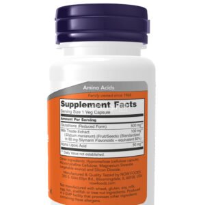 Glutathione NOW Foods Capsules for support overall health and immune system health 500 mg 60 Veg Capsules 