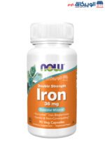 NOW Foods Iron Double Strength Capsules for support immune health 36 mg 90 Veg Capsules