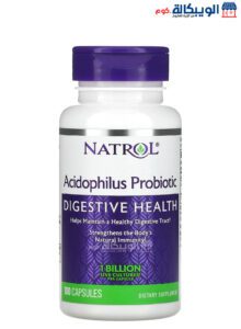 حبوب ناترول حمض بروبيوتيك لصحة الجهاز الهضمي 1 مليار 100 كبسولة هلامية - Natrol Acidophilus Probiotic