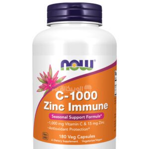 NOW Foods vitamin C 1000 Zinc Capsules for support immune health 180 Veg Capsules 