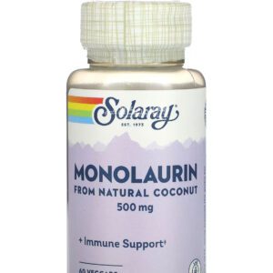 مكمل غذائي كبسولات من سولاراي مونولورين لدعم جهاز المناعة 500 ملجم 60 كبسولة نباتية - Solaray Monolaurin 500 mg 60 VegCaps
