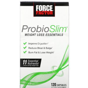 البروبيوتيك كبسولات بروبيوسليم مكونات أساسية لفقدان الوزن من فورس فاكتور‏ 120 كبسولة - Force Factor ProbioSlim Weight Loss Essentials 120 Capsules