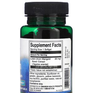 Swanson Lutein Softgels High Potency for support healthy eyes 20 mg 120 Softgels
