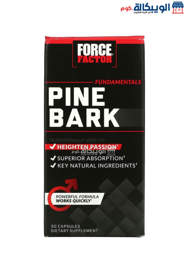 حبوب الصنوبر من فورس فاكتور لتحسين الصحة الجنسية لدى الرجال 600 ملجم 30 حبوب - Force Factor Pine Bark 600 Mg 30 Capsules