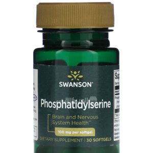 فوسفاتيديل سيرين من سوانسون لصحة المخ والجهاز العصبي 100 ملجم 30 كبسولة نباتية - Swanson Phosphatidylserine 100 mg 30 Softgels