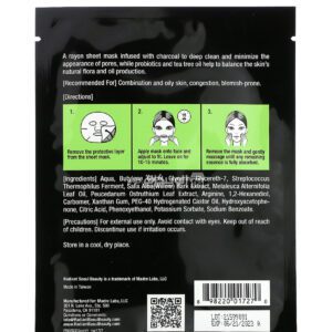 قناع الفحم الورقي من راديانت سول بيوتي لتوازن البشرة  قناع ورقي واحد 0.85 أونصة 25 مل - Radiant Seoul Balancing Charcoal Beauty Sheet Mask 1 Sheet Mask 0.85 oz (25 ml)