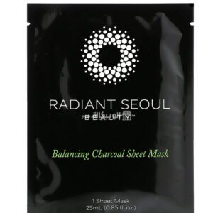 قناع الفحم الورقي من راديانت سول بيوتي لتوازن البشرة  قناع ورقي واحد 0.85 أونصة 25 مل - Radiant Seoul Balancing Charcoal Beauty Sheet Mask 1 Sheet Mask 0.85 oz (25 ml)