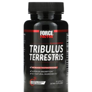 كبسولات تريبولوس تيريستريس لزيادة هرمون التستوستيرون 60 كبسولة - Force Factor Tribulus Terrestris Testosterone Booster   