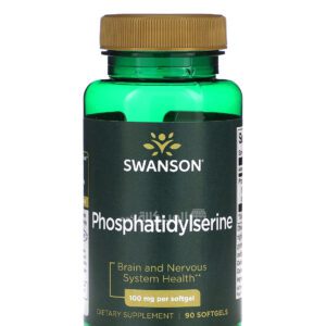 كبسولات فوسفاتيديل سيرين 100 ملجم من سوانسون لدعم صحة المخ والجهاز العصبي 90 كبسولة نباتية - Swanson Phosphatidylserine 100 mg 30 Softgels