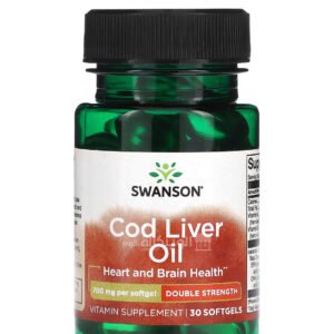 سوانسون كبسولات زيت سمك القد قوة مضاعفة 700 مجم 30 كبسولة هلامية Swanson Cod Liver Oil Double Strength 700 mg