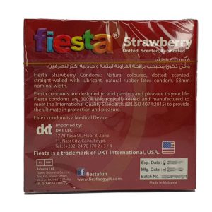 واقى ذكرى محبب برائحة الفراولة من فييستا 3 قطع fiesta strawberry Dotted Scented Lubricated Condom
