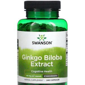 سوانسون مستخلص الجنكة بيلوبا لدعم الاداء العقلى 60 مجم 240 كبسولة Swanson Ginkgo Biloba Extract 60 mg