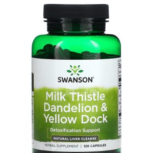 سوانسون اقراص حليب الشوك والحوض الأصفر 120 كبسولة Swanson Milk Thistle Dandelion & Yellow Dock