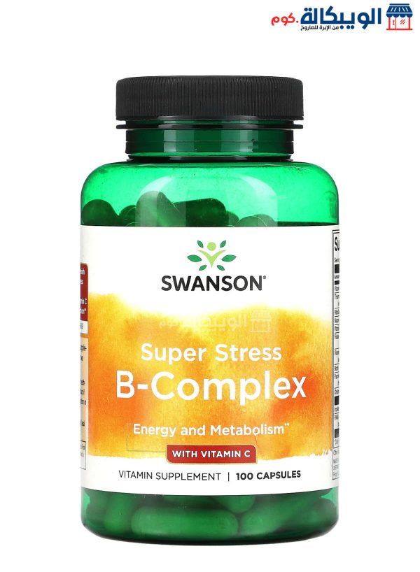 سوانسون سوبر فيتامين بي كومبلكس مع فيتامين سى للإجهاد 100 كبسولة Swanson Super Stress B-Complex With Vitamin C