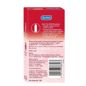 Durex Extra Thin Wild Strawberry Flavoured Condoms For Men
