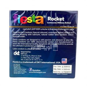 Fiesta Rocket Condoms Contoured Ribbed &Amp; Dotted For Men To Increase Enjoyment, Pleasure And Excitement