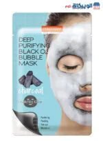 ماسك البابلز الكوري بالفحم - PUREDERM Deep Purifying Black O2 Bubble Sheet Mask Charcoal